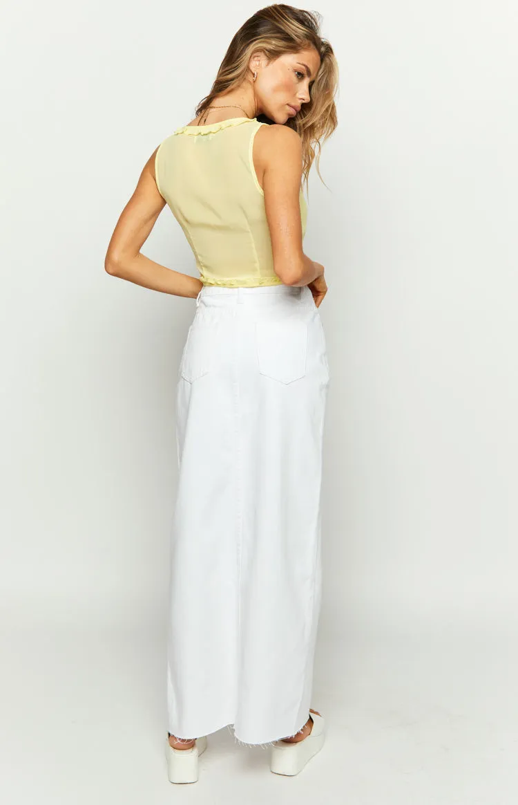 Shaylan White Denim Maxi Skirt