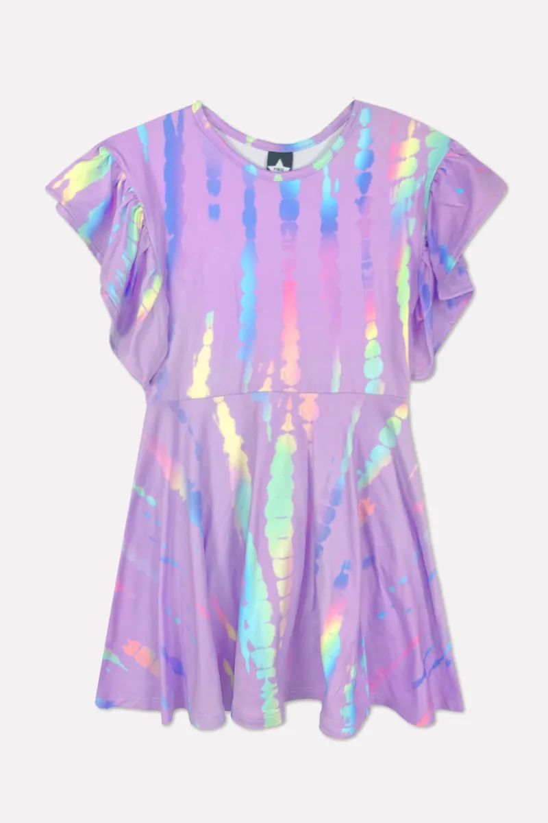 Simply Soft Ruffle Sleeve Easy Dress - Orchid Holo Batik