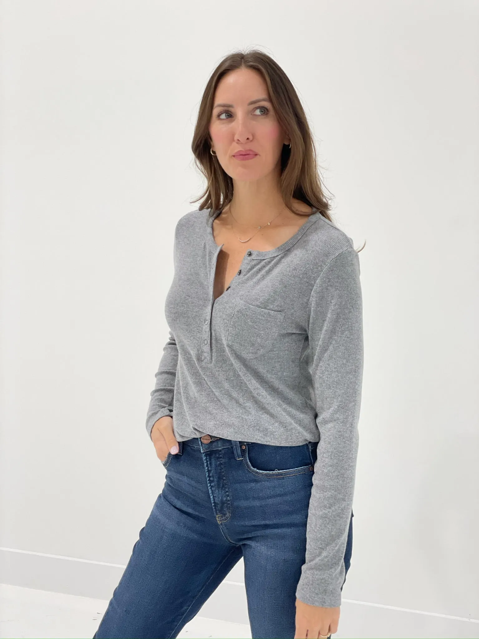 Take A Hint Ribbed Knit Top - H Grey *CM