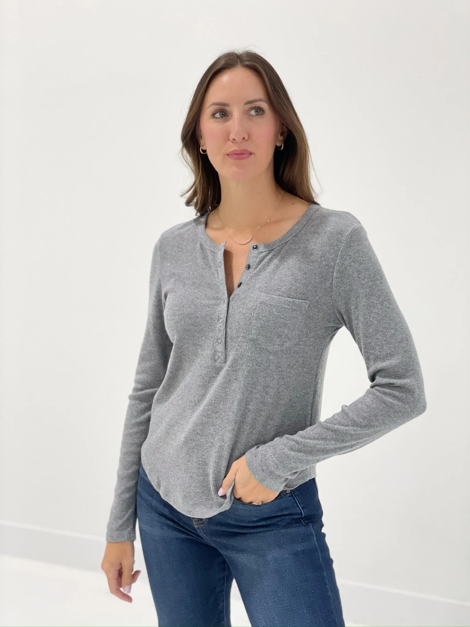 Take A Hint Ribbed Knit Top - H Grey *CM