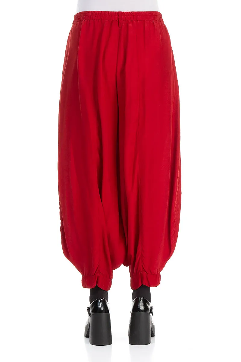 Taper Red Silk Bamboo Trousers