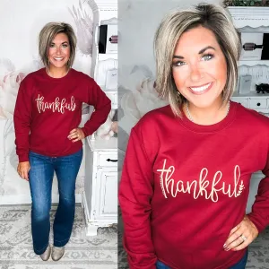 Thankful Puff Ink Pullover Sweatshirt