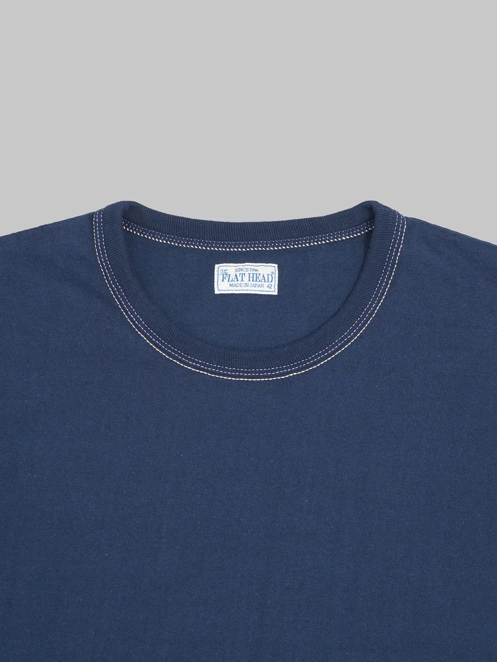 The Flat Head Loopwheeled Heavyweight Plain T-Shirt Navy