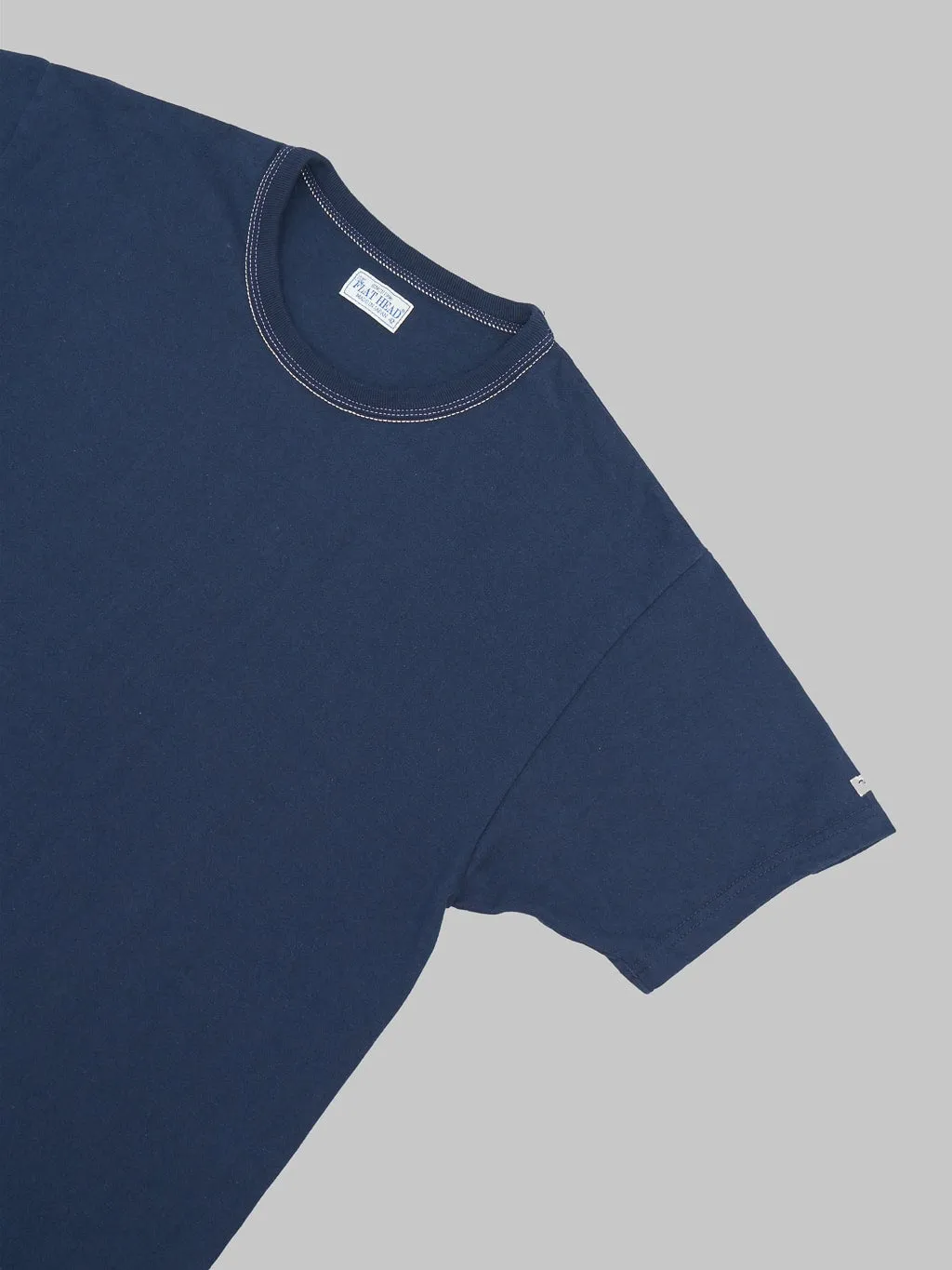 The Flat Head Loopwheeled Heavyweight Plain T-Shirt Navy