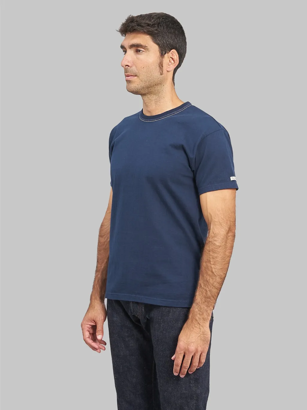 The Flat Head Loopwheeled Heavyweight Plain T-Shirt Navy