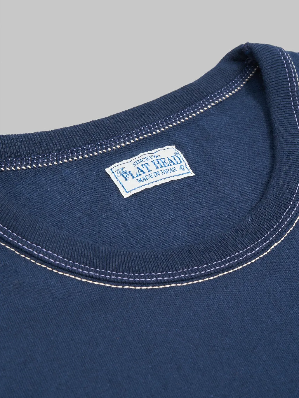 The Flat Head Loopwheeled Heavyweight Plain T-Shirt Navy