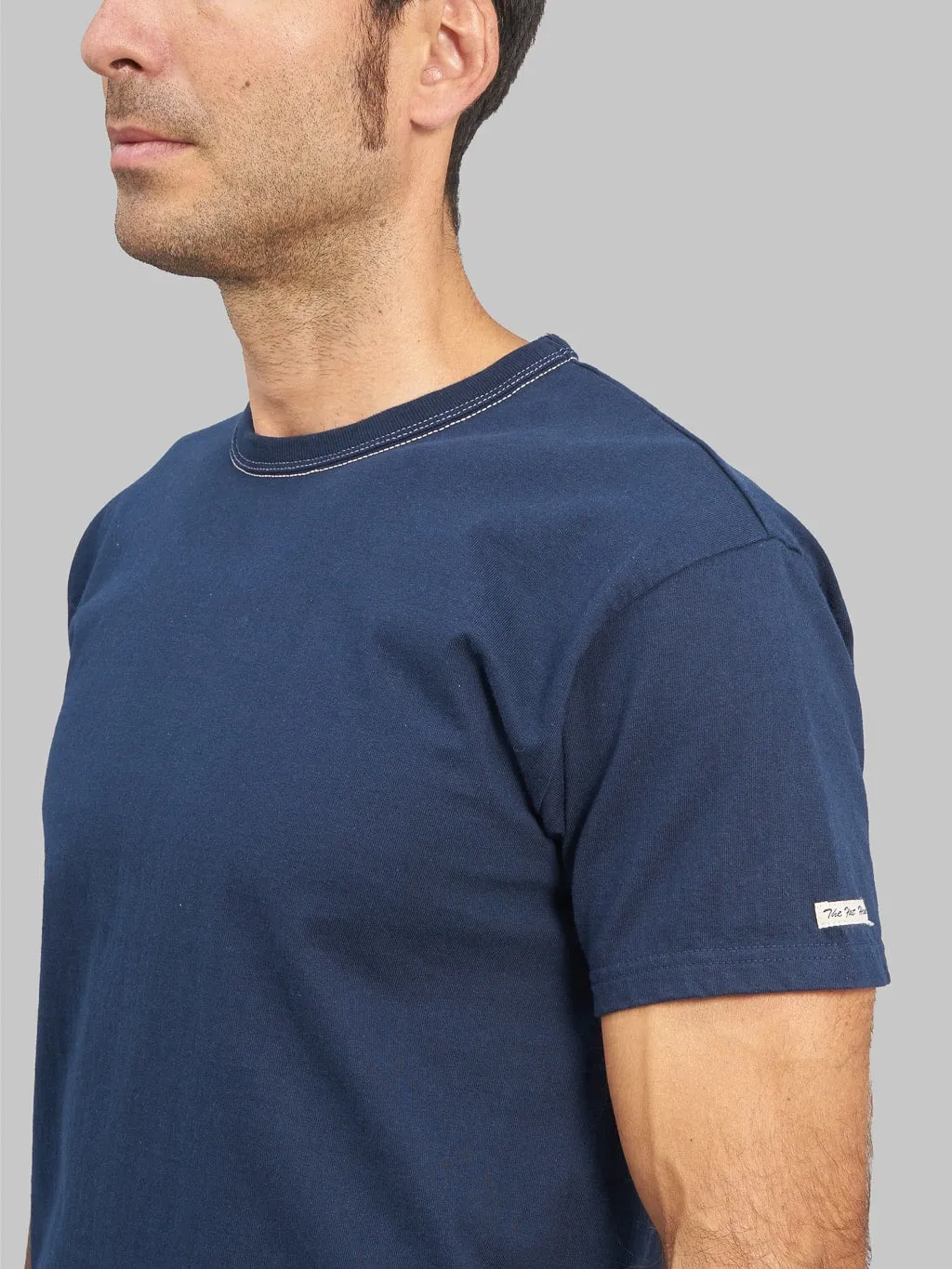 The Flat Head Loopwheeled Heavyweight Plain T-Shirt Navy