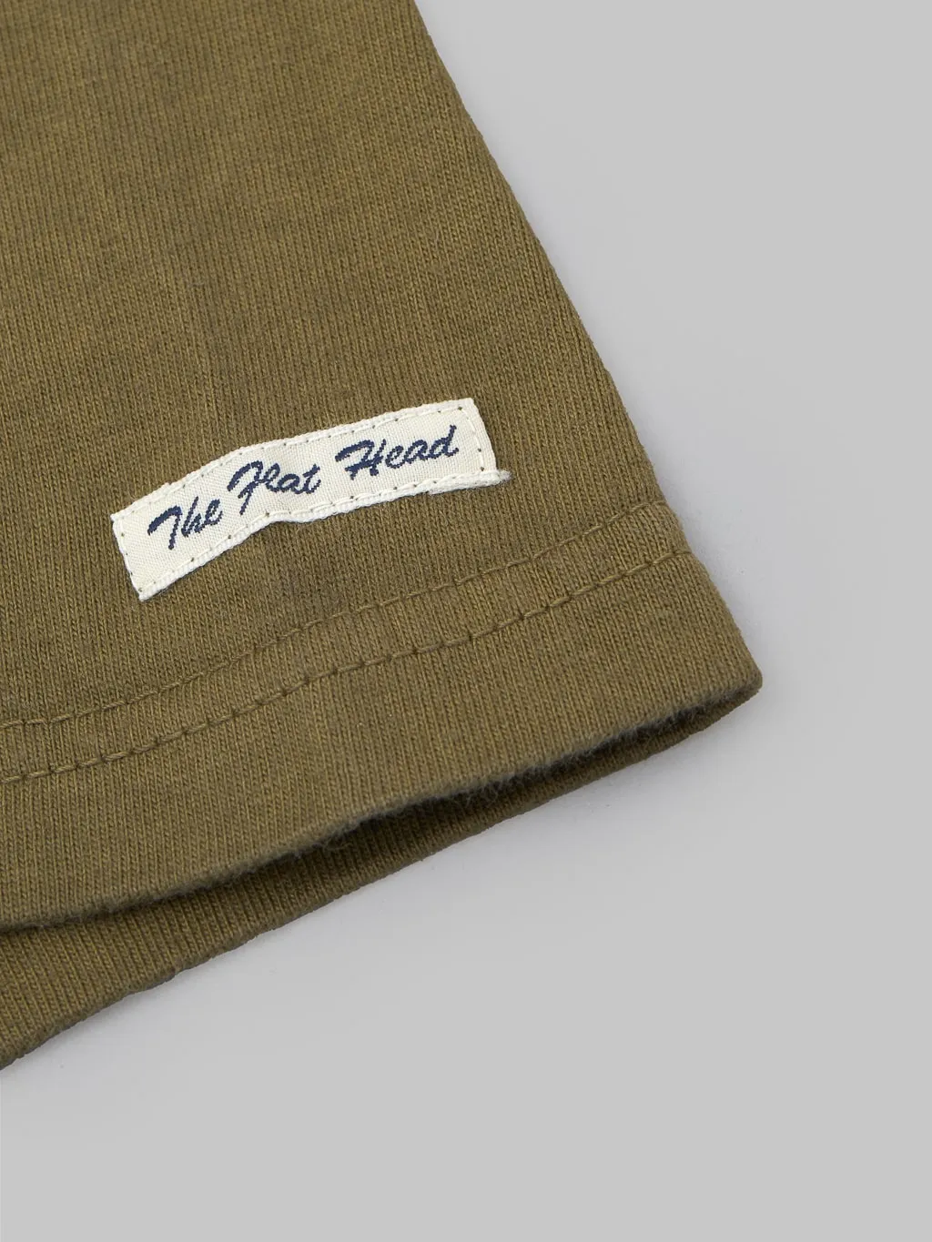 The Flat Head Loopwheeled Heavyweight Plain T-Shirt Olive