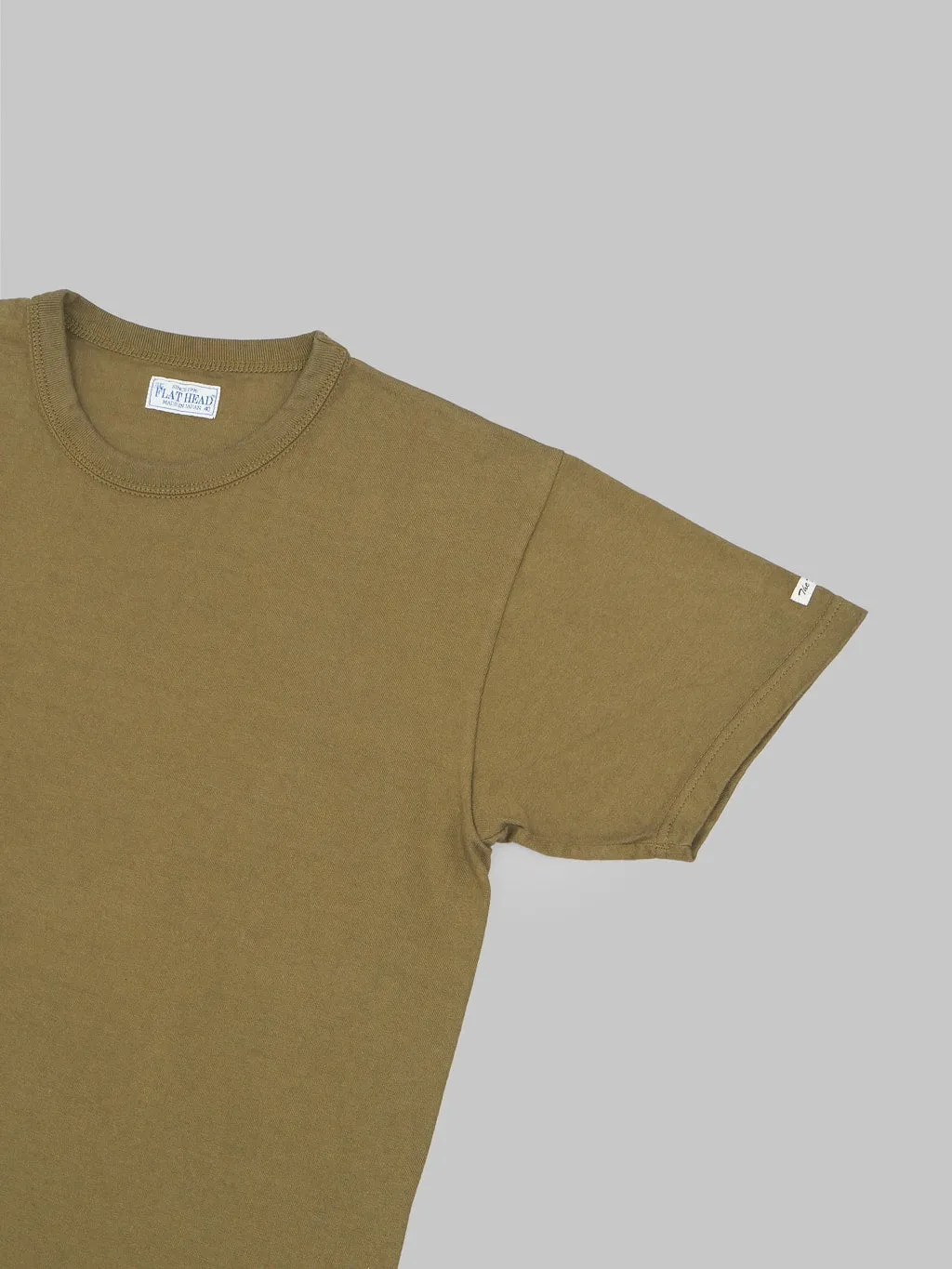 The Flat Head Loopwheeled Heavyweight Plain T-Shirt Olive