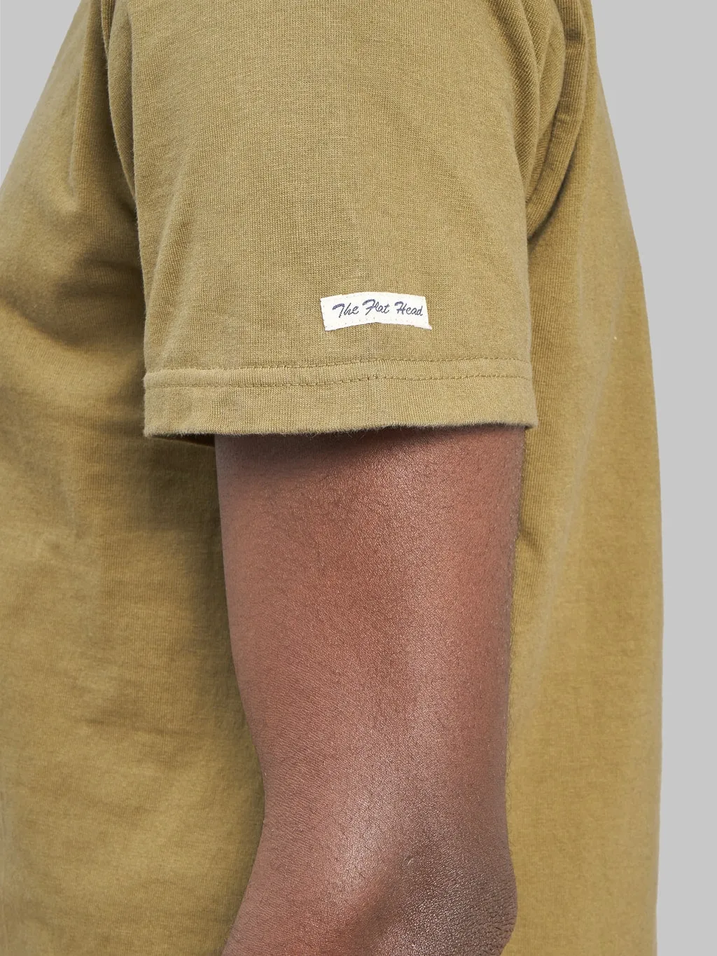 The Flat Head Loopwheeled Heavyweight Plain T-Shirt Olive