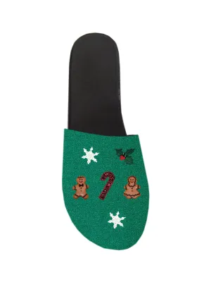 Ugly Sweater Clog Tops - Green Candy Canes