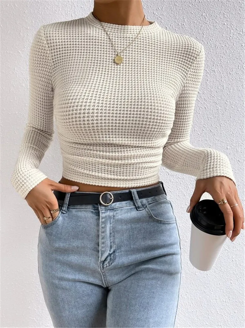 Versatile Long-sleeved Pleated Top