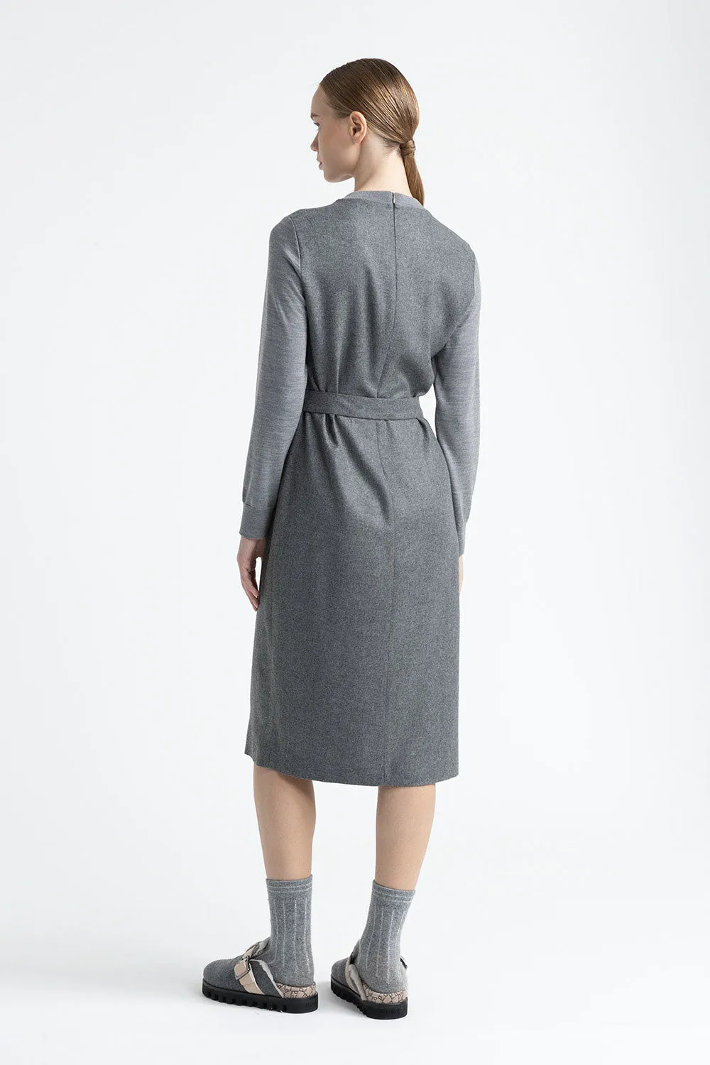 Viscose and wool flannel midi dress