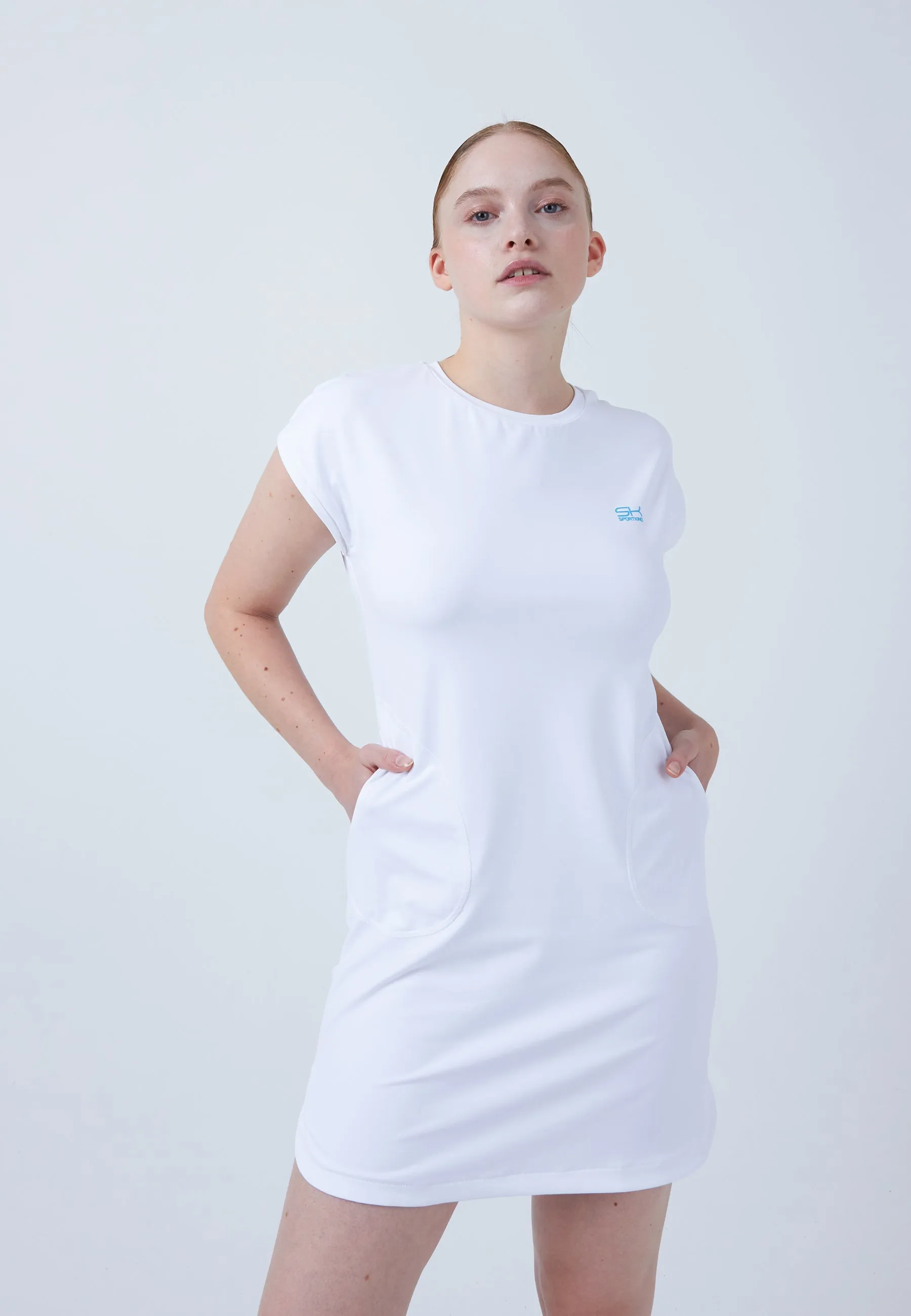 Women Tennis Dress loose-fit with pockets, white