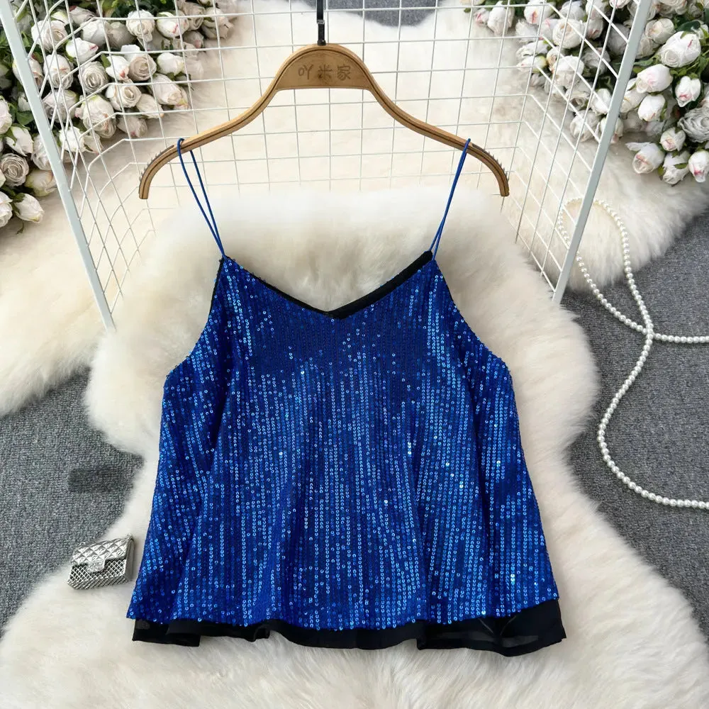 Women's Versatile Loose Sequin Camisole Vest